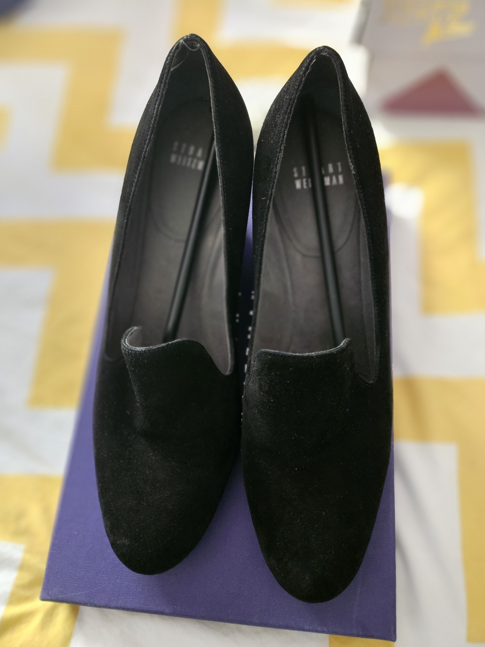 Stuart Weitzman Black Suede Wedge Loafers